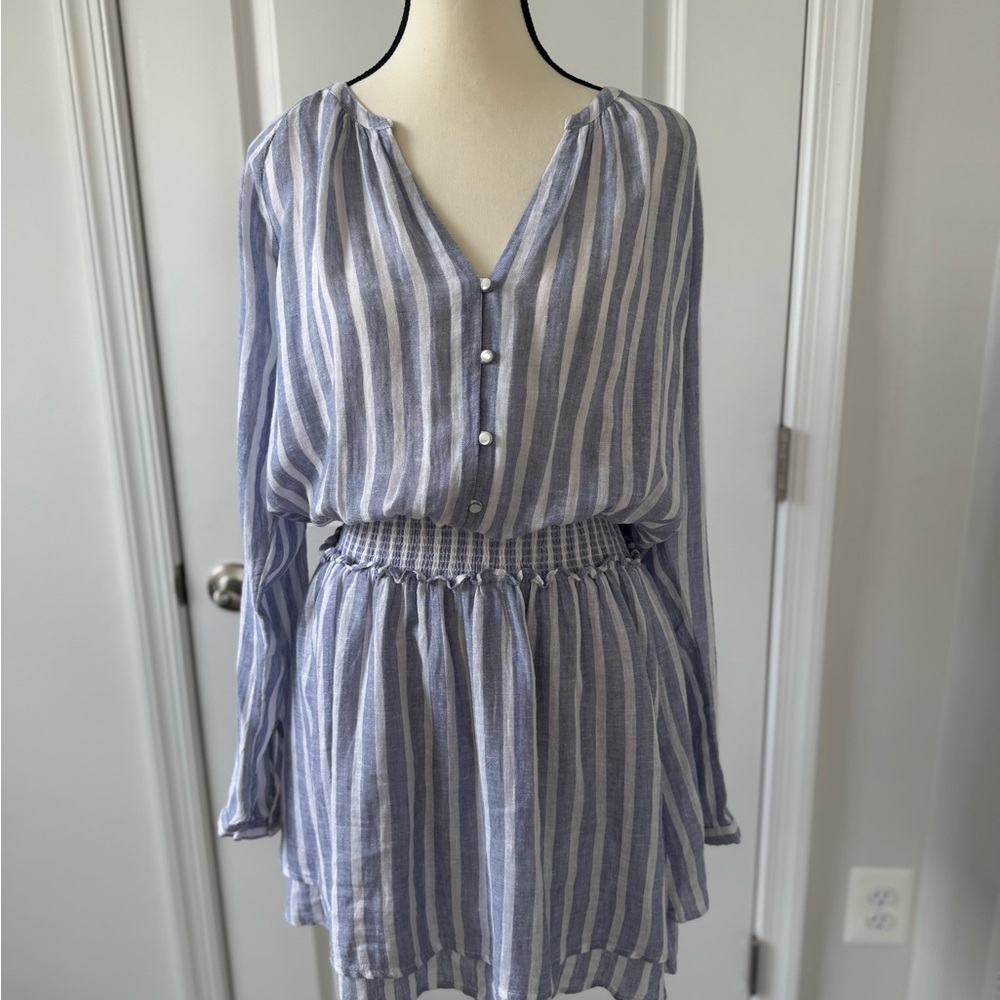 Rails Blue and White Bishop Sleeve Sundress